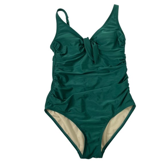 Kona Sol One Piece Swimsuit Womens Sold Green Tie Top Cinched Size M - Picture 4 of 13